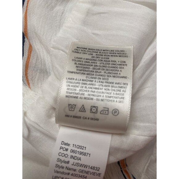 Jessica Simpson White, Orange, & Navy Striped High-Low Maxi Skirt Size L - Picture 6 of 6